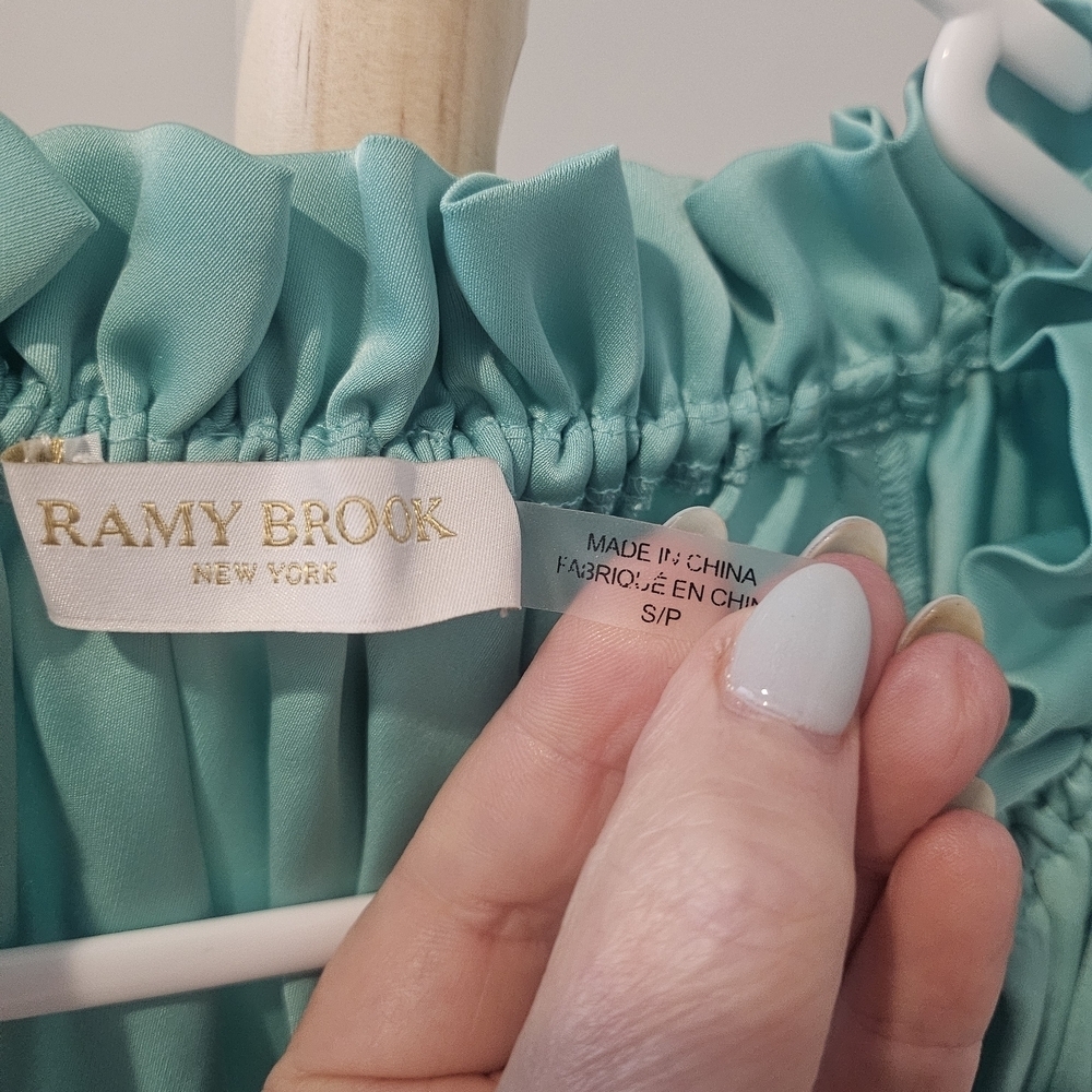 Ramy Brook Turquoise Satin Blouse, NWOT - Picture 3 of 5
